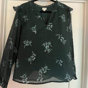 j-crew green floral blouse